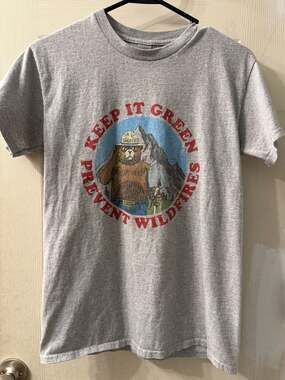 Smokey Bear Keep It Green Prevent Wildfires Graphic T-Shirt Gray Heather